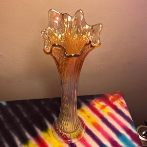 Vintage ombré marigold swung glass vase. 1 foot. Perfect condition.